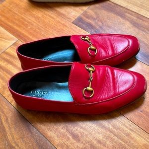 WOMEN'S GUCCI JORDAAN LEATHER LOAFER SIZE 37 AUTHENTIC